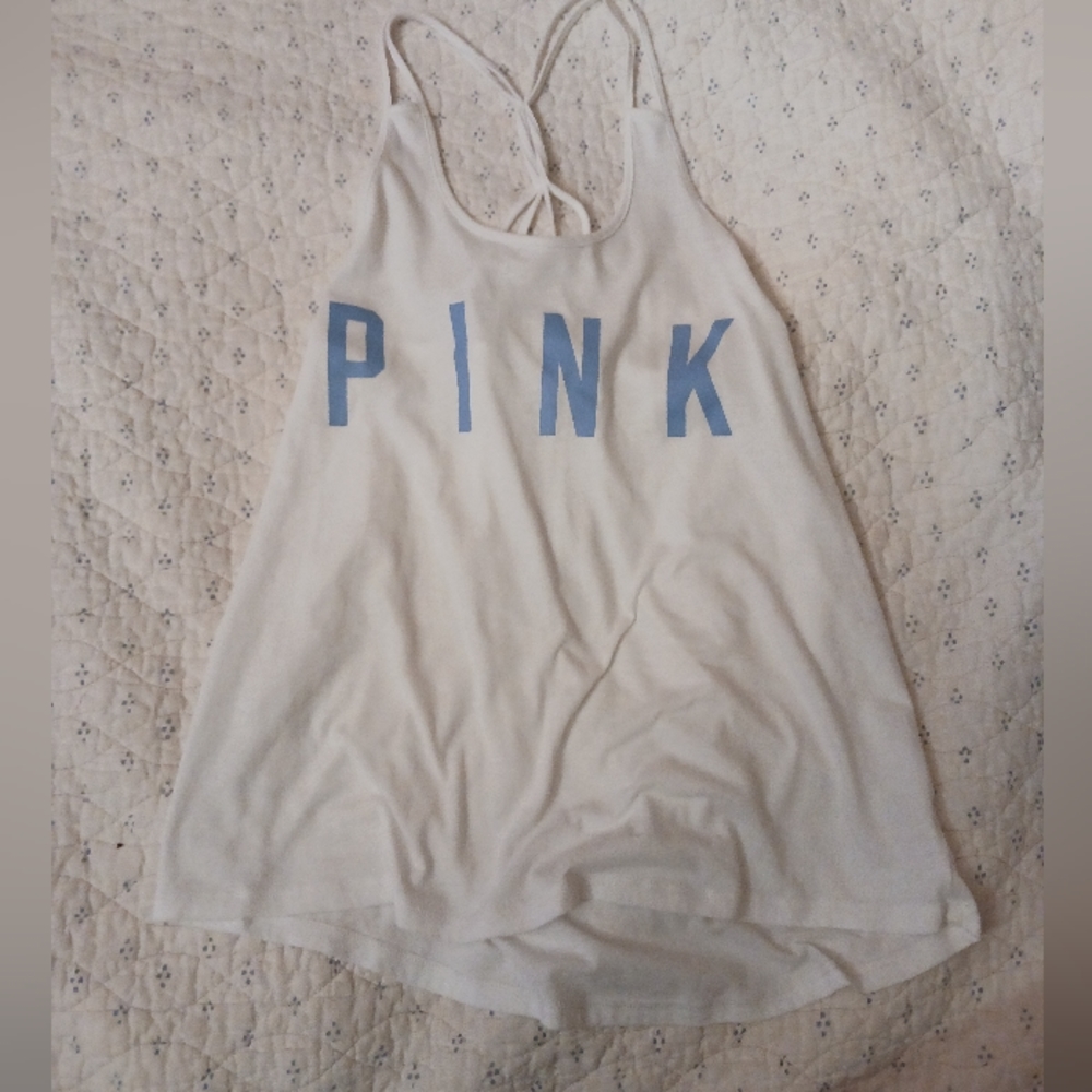 VS PINK white sporty racer back tank
